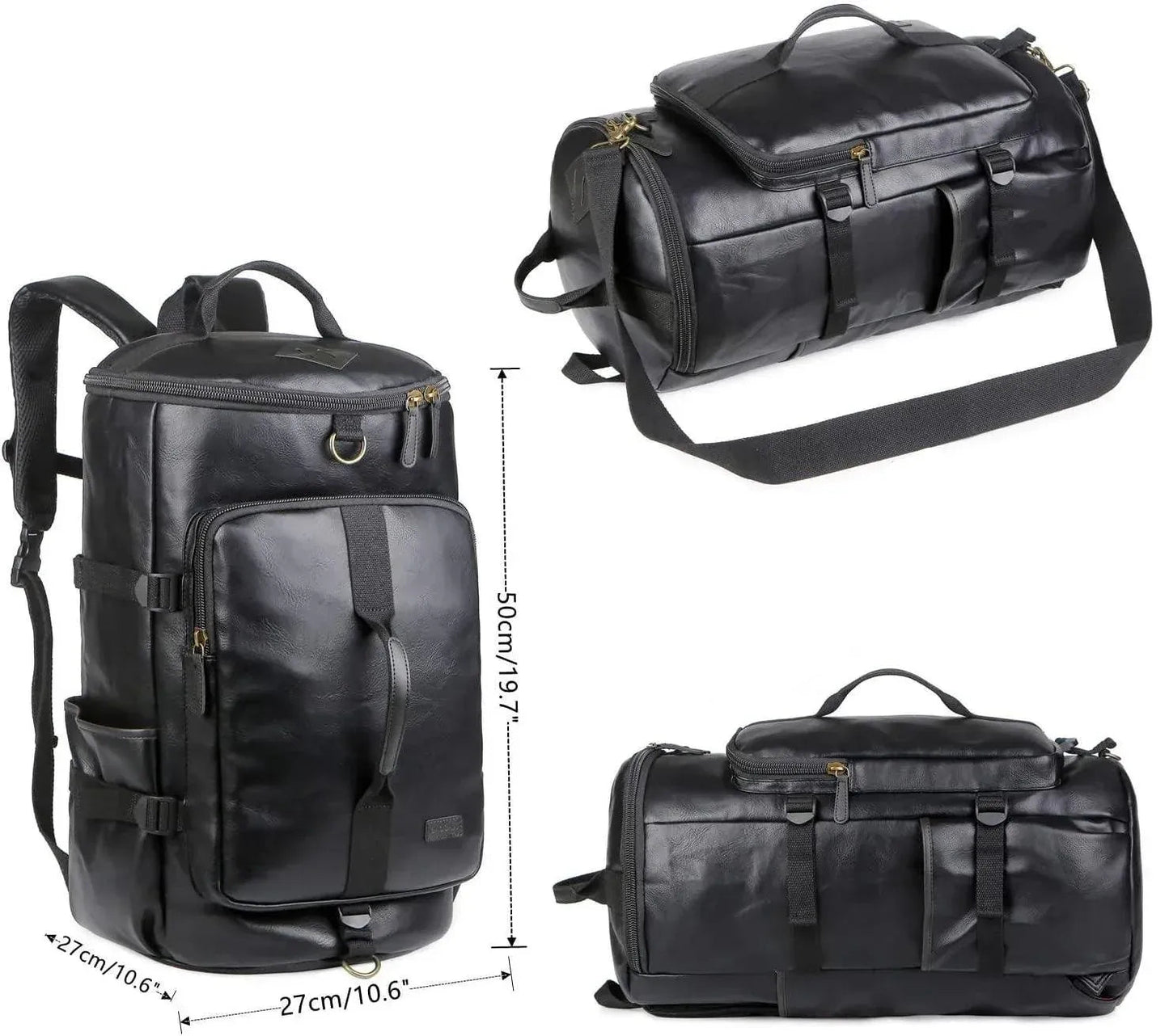 Soft Leather Duffel Bag – 40L Convertible Travel Bag