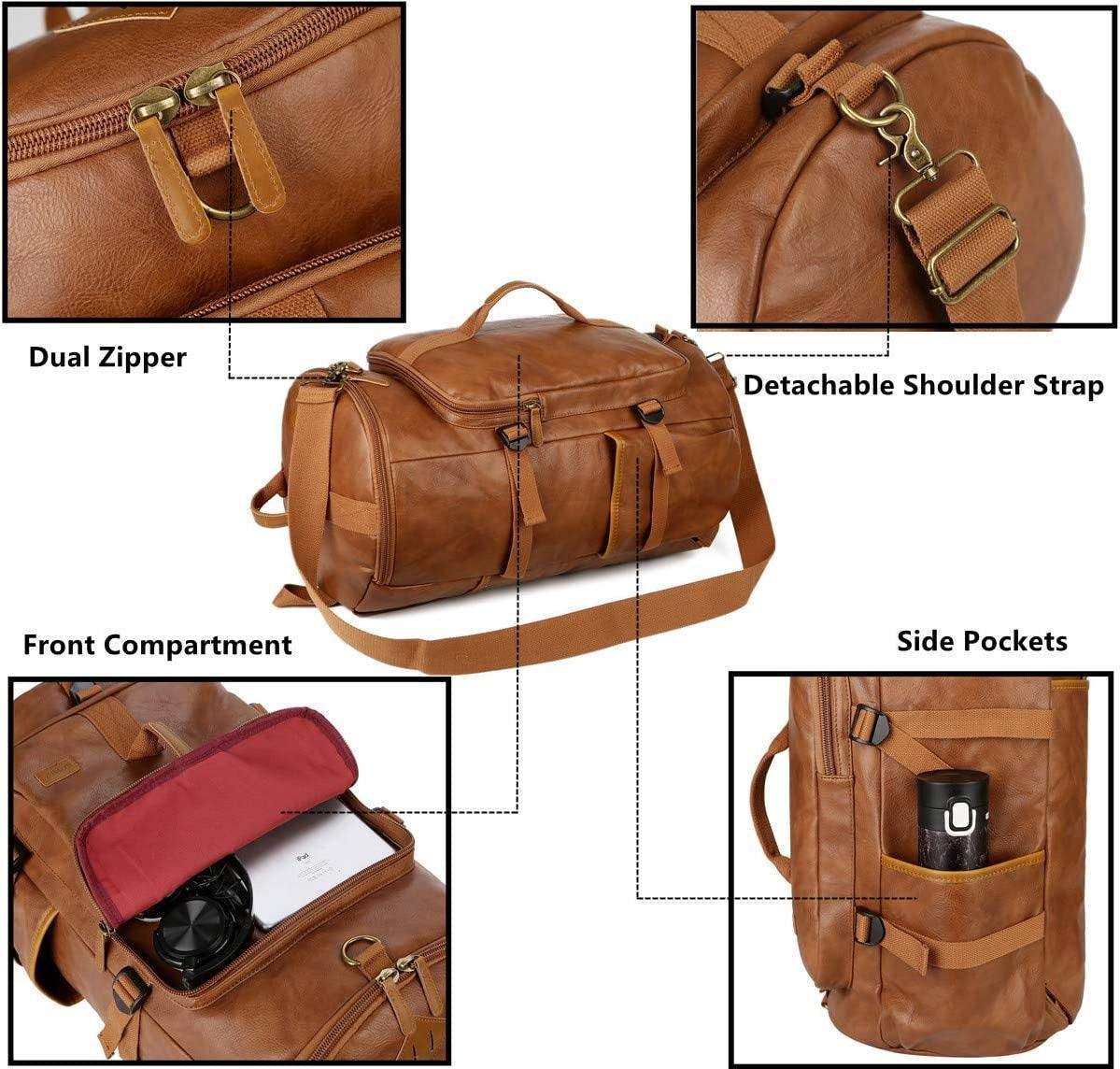 Soft Leather Duffel Bag – 40L Convertible Travel Bag