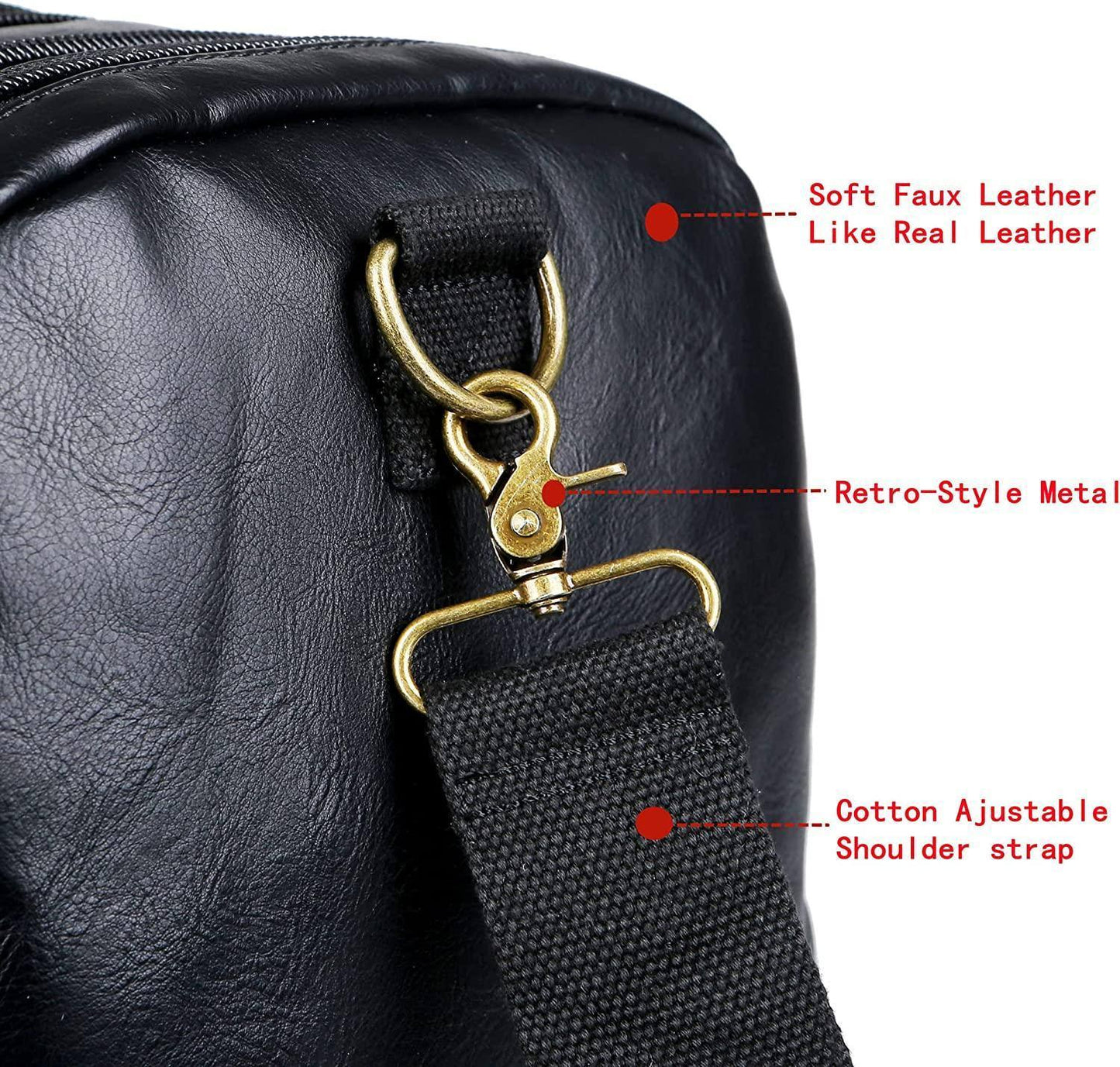 Stylish Leather Travel Duffel Weekender Bag – 40L Expandable Carry-On