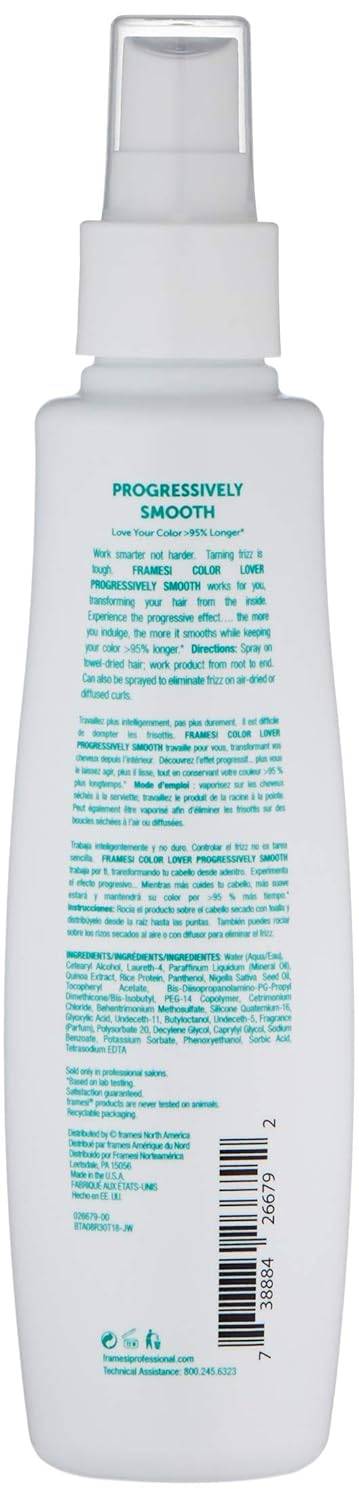 Framesi Color Lover Progressively Smooth Leave-In Smoothing Spray for Color Treated Hair, 6 fl oz