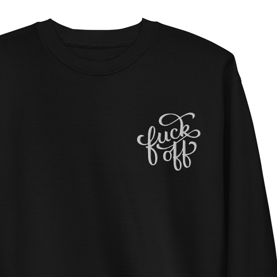 Sudadera unisex bordada con el mensaje "Jódete"