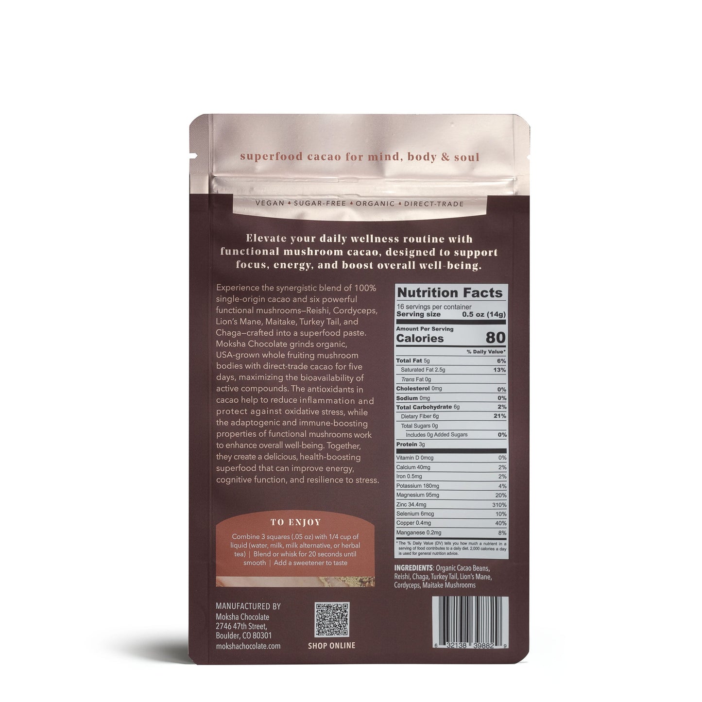 Ceremonial Forest Blend™ Cacao Paste with 6 Functional Mushrooms