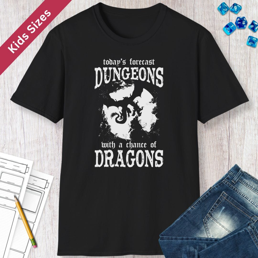 Funny D&D Weather Forecast Kids Tshirt