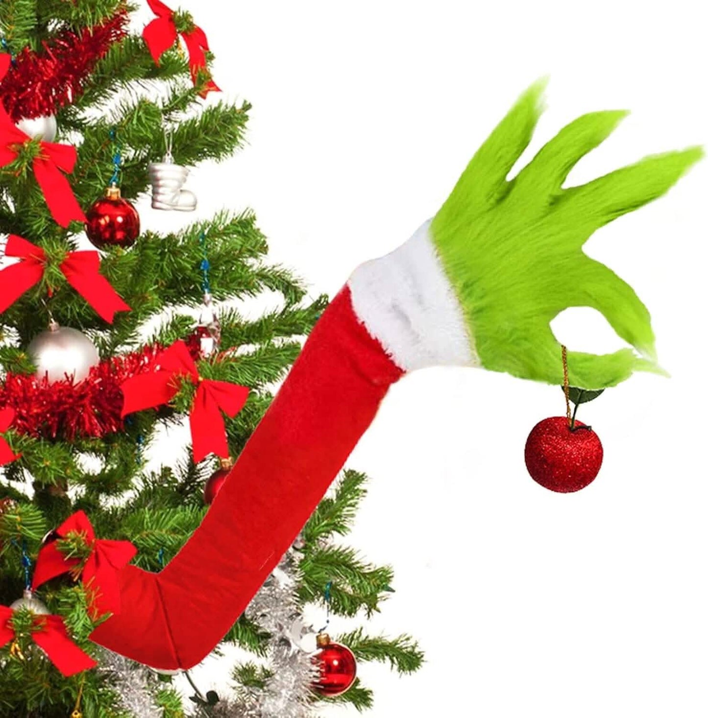 Furry Green Monster Elf Arms Hand for Christmas Tree Ornaments