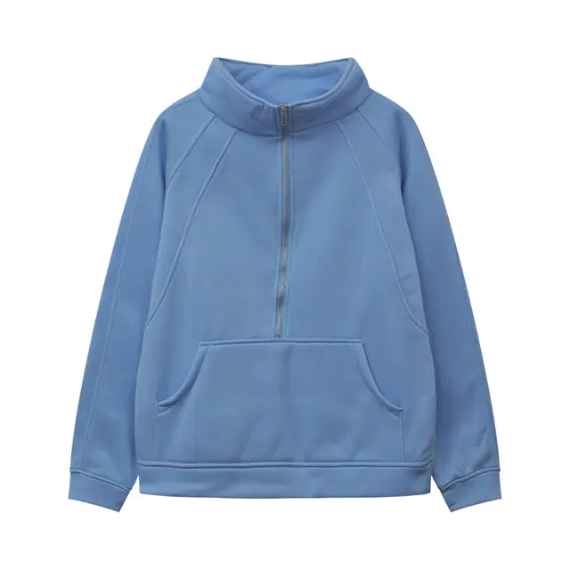 Autumn/Winter Women's Plush Half Zipper Sweatshirt