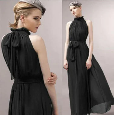 Bohemian Halter Neck Maxi Chiffon Beach Dress