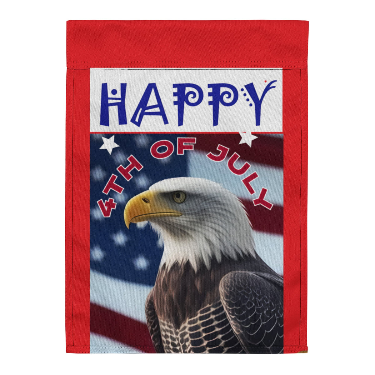 Happy 4th of July with Bald Eagle Garden Flag - 12" x 17"