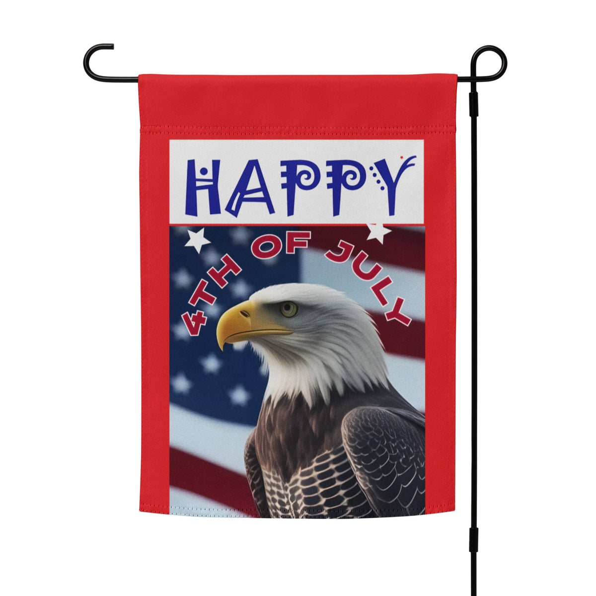 Happy 4th of July with Bald Eagle Garden Flag - 12" x 17"
