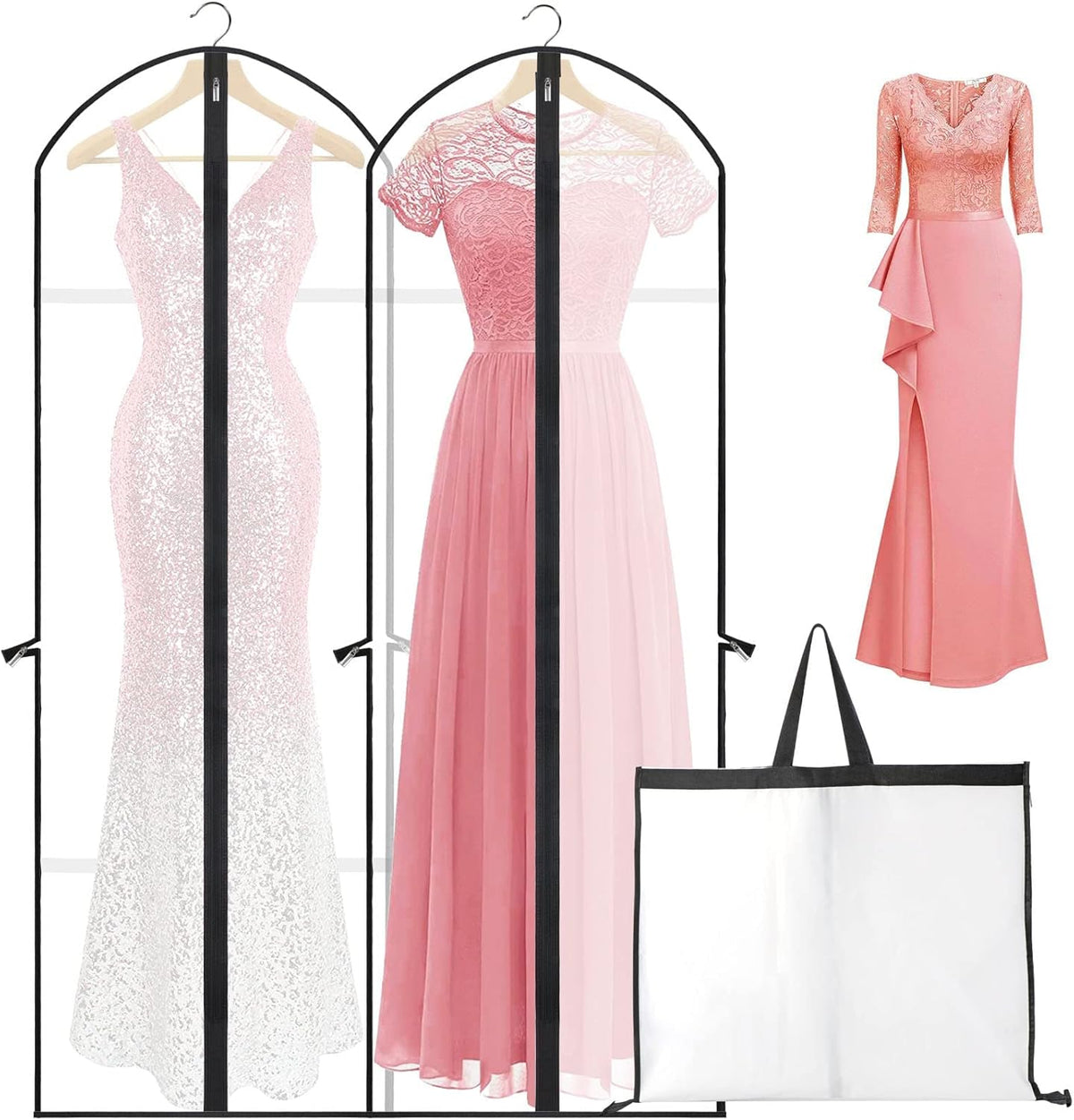 4-Pack Extra Long Garment Bags 180cm Dress Cover