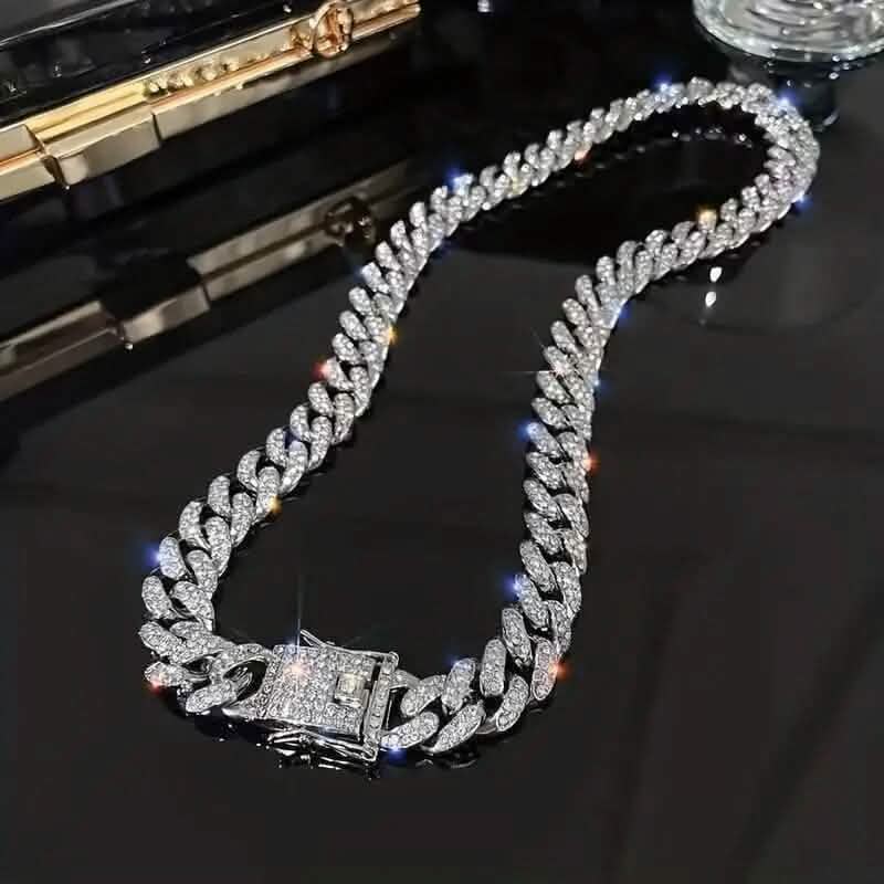 Geometric Bling Hip-Hop Cuban Chain Neckiace
