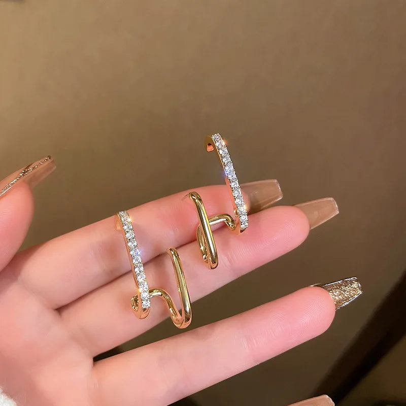 Geometric Double-Bar Moissanite Stud Earrings in Silver