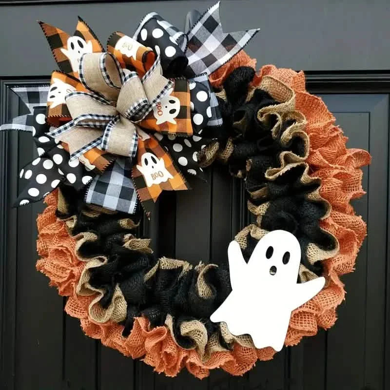 Ghost Halloween Wreath Front Door Décor