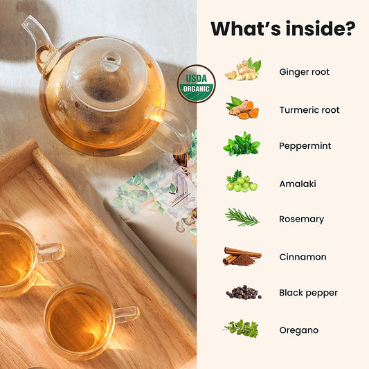 Té antiinflamatorio, mezcla de hierbas de cúrcuma y jengibre | Orgánico y Kosher