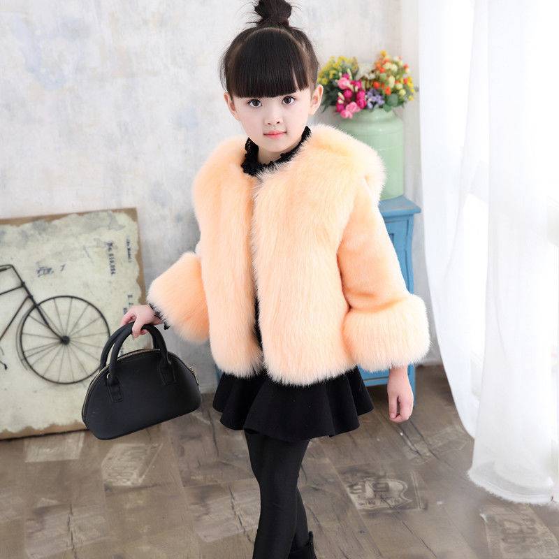 Girls' New Fox Fur Thickened Cotton Coat - # GIAA21210048