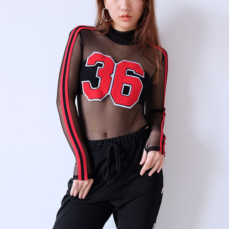 Girls Sheer Mesh Bodysuit Top | Sexy Layering Shirt - # GIAA23510051