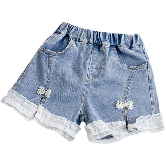 Girls' Summer Bowknot Denim Shorts | For Ages 1-5 Years- # BAAA1B11010012 & GIAA21410017