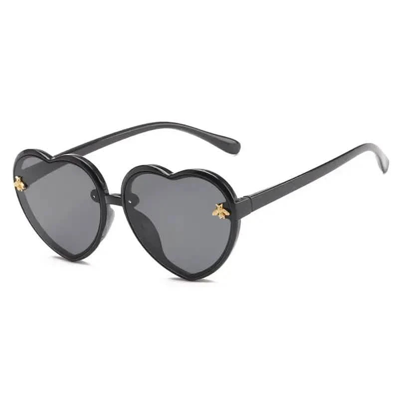 Girls Sunglasses UV Protection Heart Shaped Little Bee Decor Sunshade Glasses