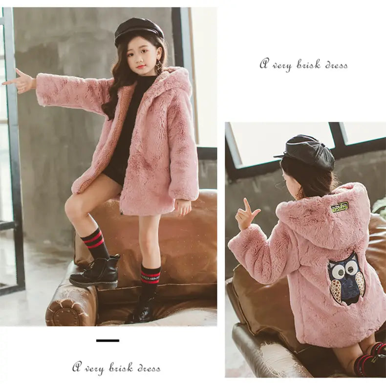 Girls' Thick Faux Fur Coat | For Winter | Medium & Large - # GIAA21210053