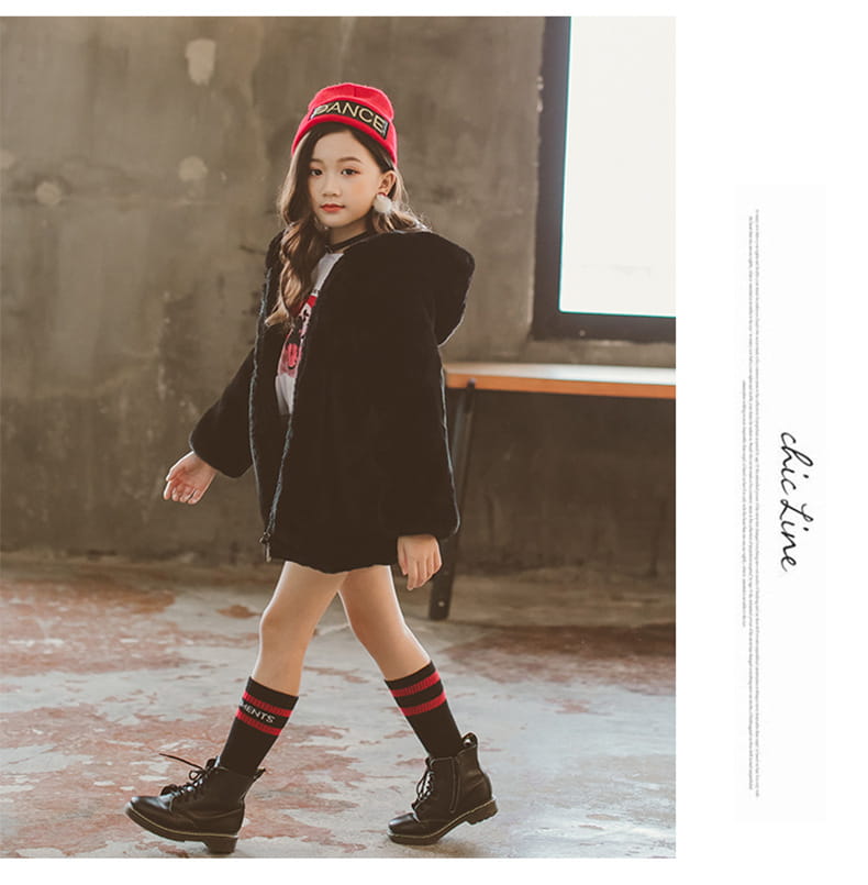 Girls' Thick Faux Fur Coat | For Winter | Medium & Large - # GIAA21210053
