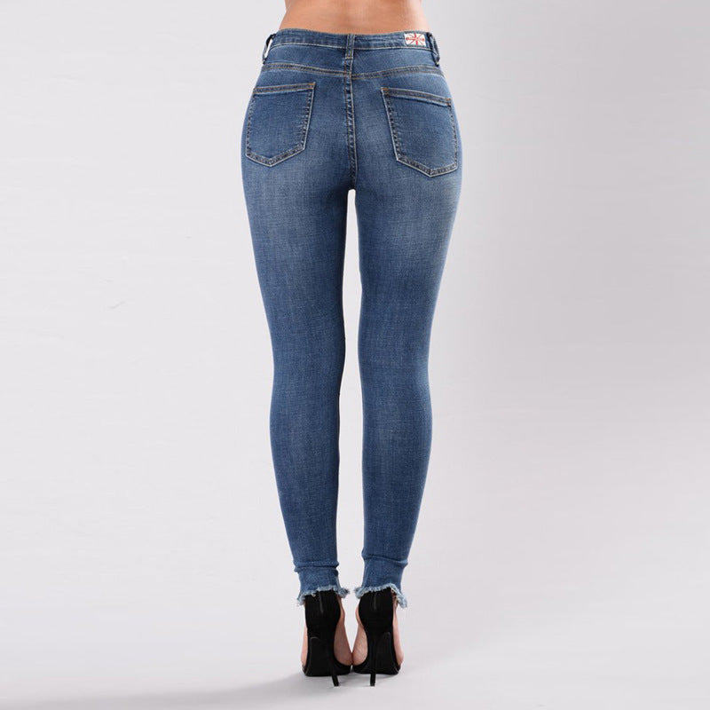 Girls & Women | Embroidered Ripped Denim Long Pants - # GIAA23410029