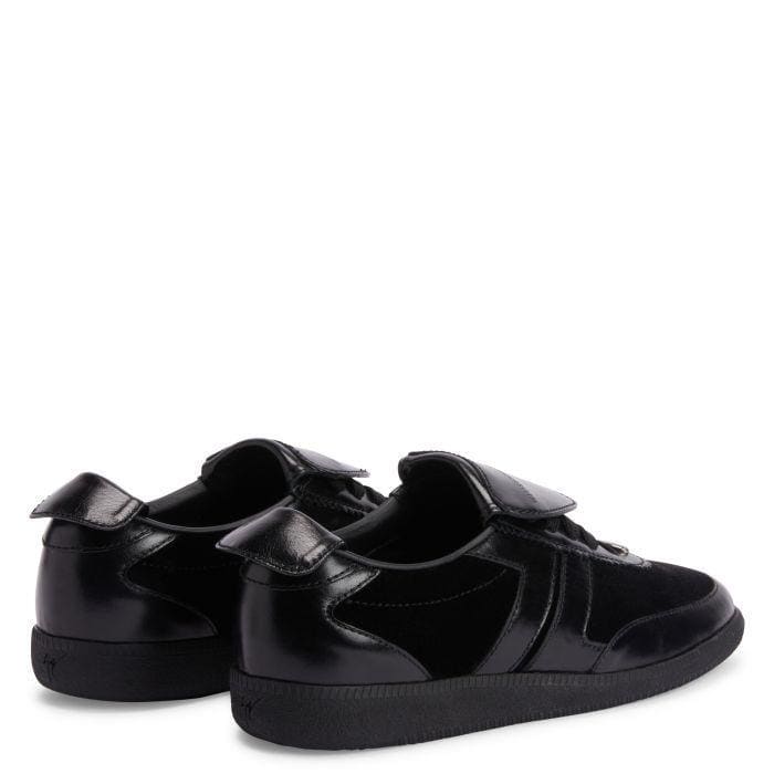 Giuseppe Zanotti League Men's Low-Top Sneakers in Leather & Velvet with Rubber Sole