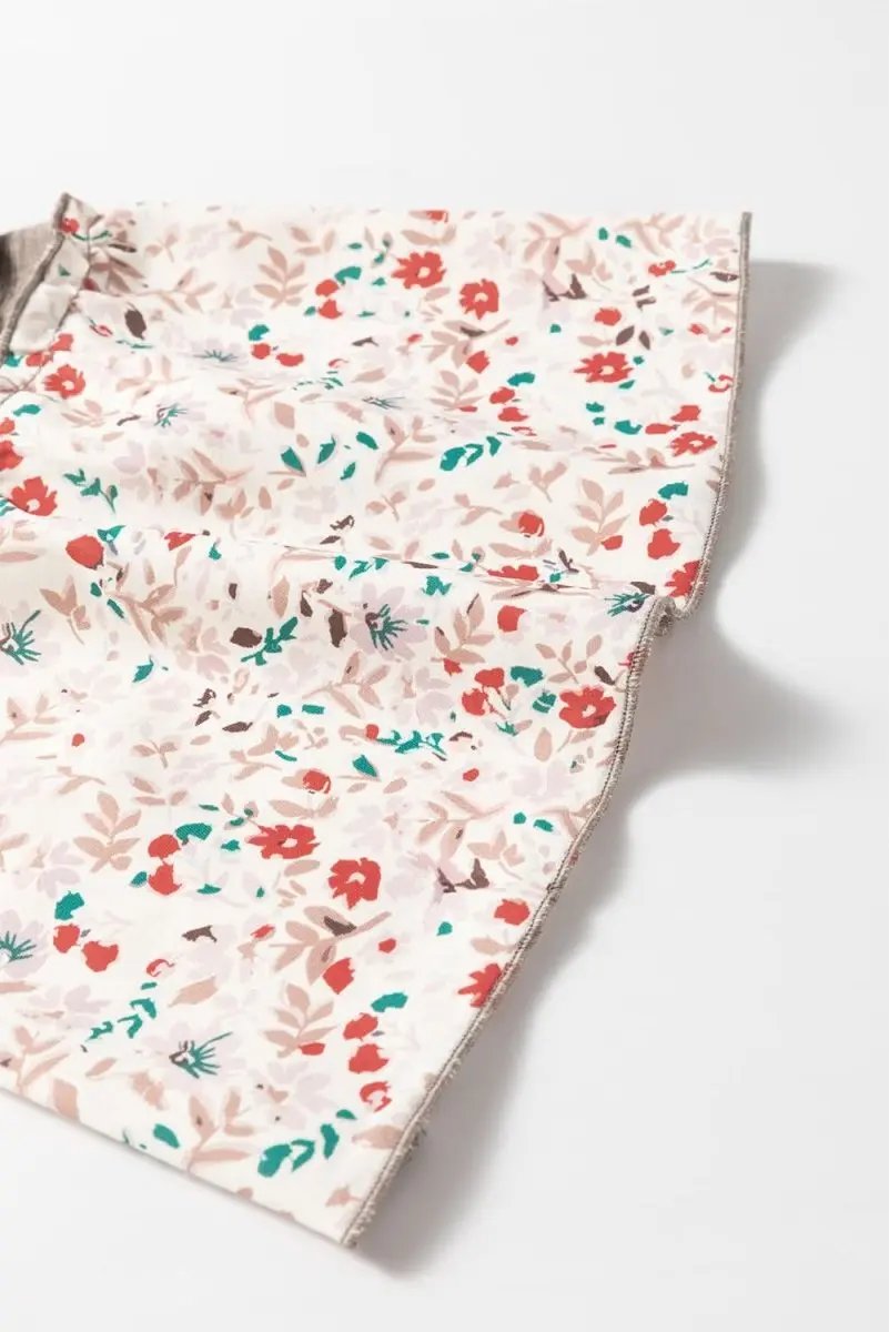 Shirts Love Salve Colorblock Floral Top Women's Boho Henley Top Flared Sleeves, Chic