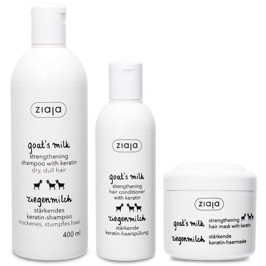 Kit de Cuidado Capilar de Leche de Cabra: Champú, Acondicionador y Mascarilla
