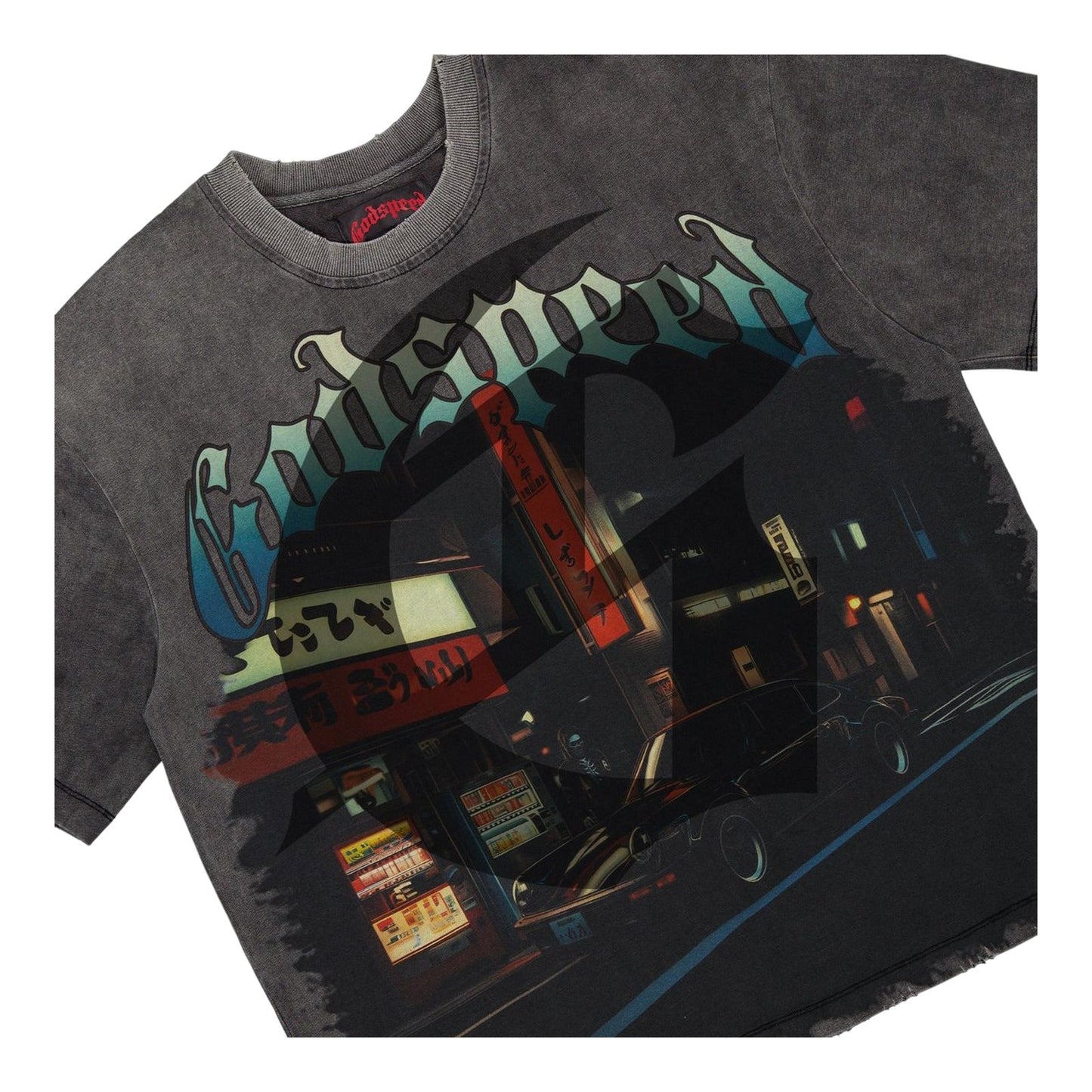 Godspeed Pit Stop: Tokyo T-Shirt Grey Wash