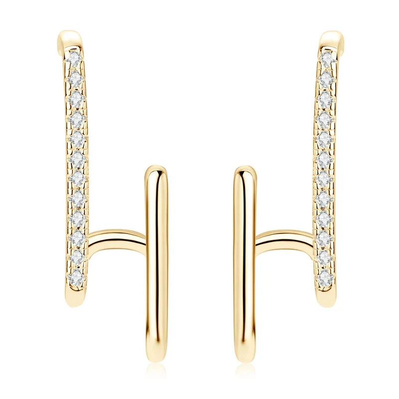 Geometric Double-Bar Moissanite Stud Earrings in Silver