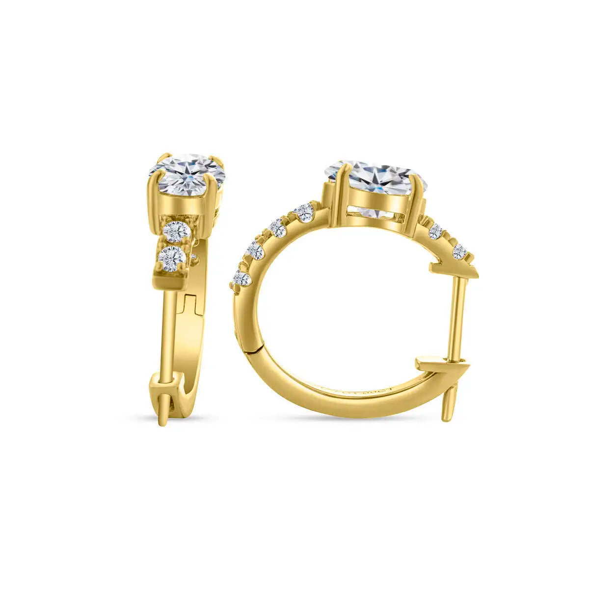 925 Sterling Silver Moissanite 1 Ct Oval Stud Earrings For Women GIA