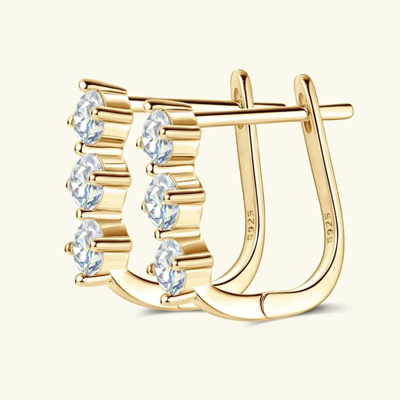 Moissanite Y Necklace & Three-Stone Hoop Earrings in Silver