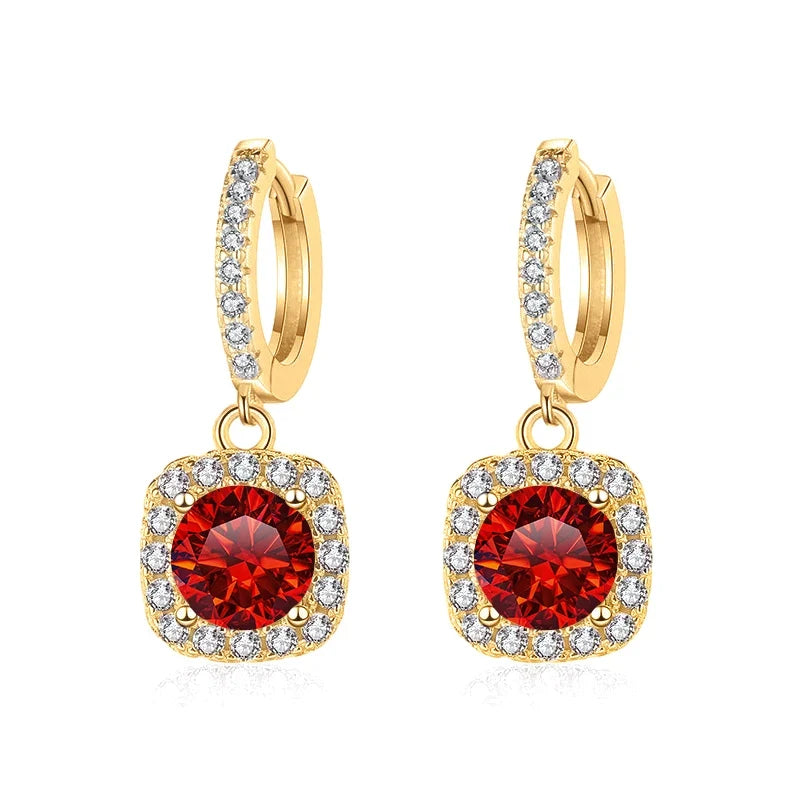 1ct GRA-Certified Moissanite Drop Earrings VVS D 18K Gold Plated 925 Sterling