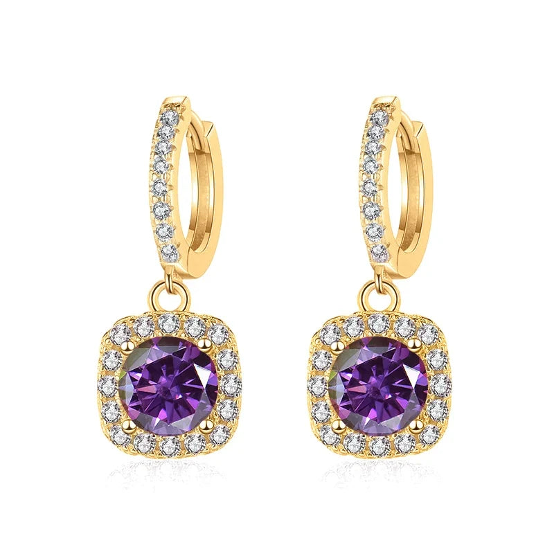 1ct GRA-Certified Moissanite Drop Earrings VVS D 18K Gold Plated 925 Sterling
