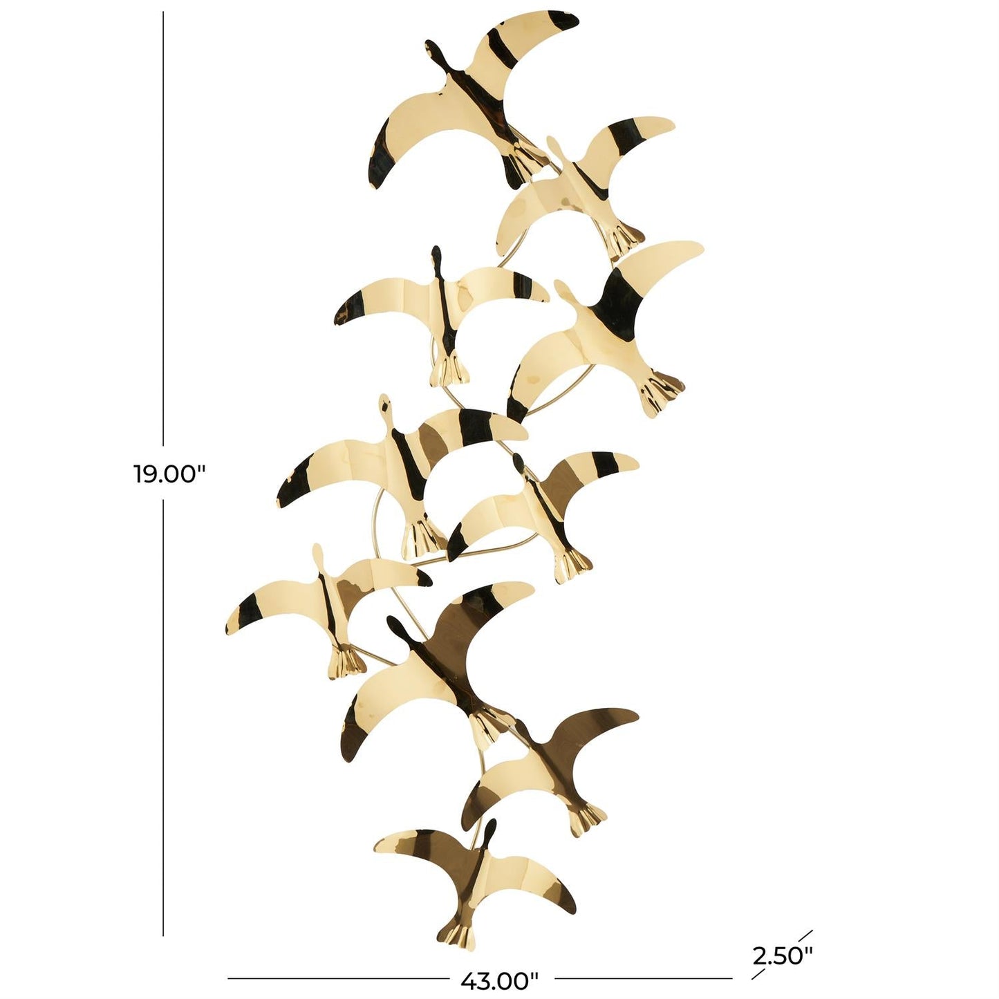 Gold Stainless Steel Metal Bird Minimalistic Flying Home Wall Decor