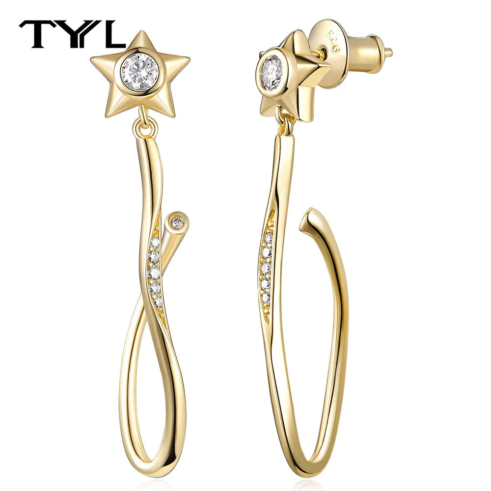 Moissanite VVS1 Drop Earrings 18K Gold Plated 925 Sterling Round Pear Square