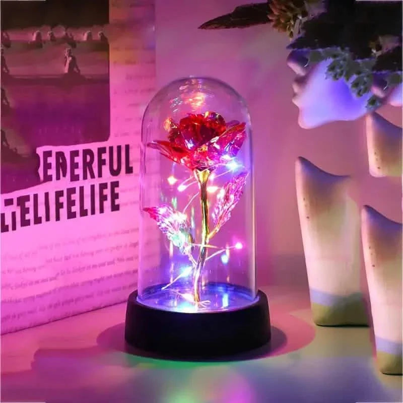 Golden Foil Rose Flower Lamp, Decorative Light Ornament