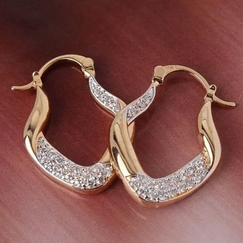 Golden Plated Zircon Jewelry Earrings