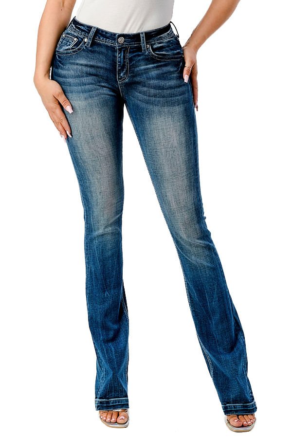 Vaqueros bootcut de tiro medio Grace in LA Western 3D Wing para mujer