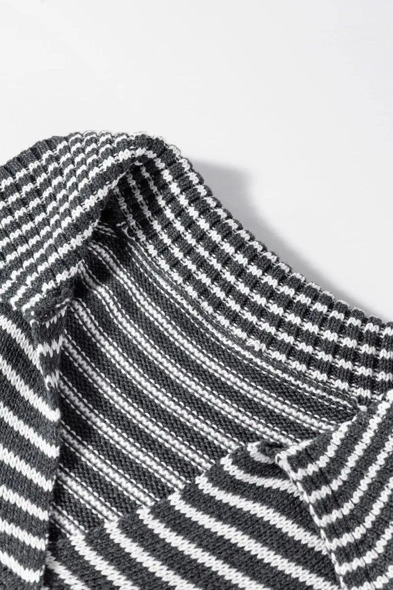 Sweaters Love Salve Gray Stripe Women's Layering Vest Casual Sweater Vest with Pockets