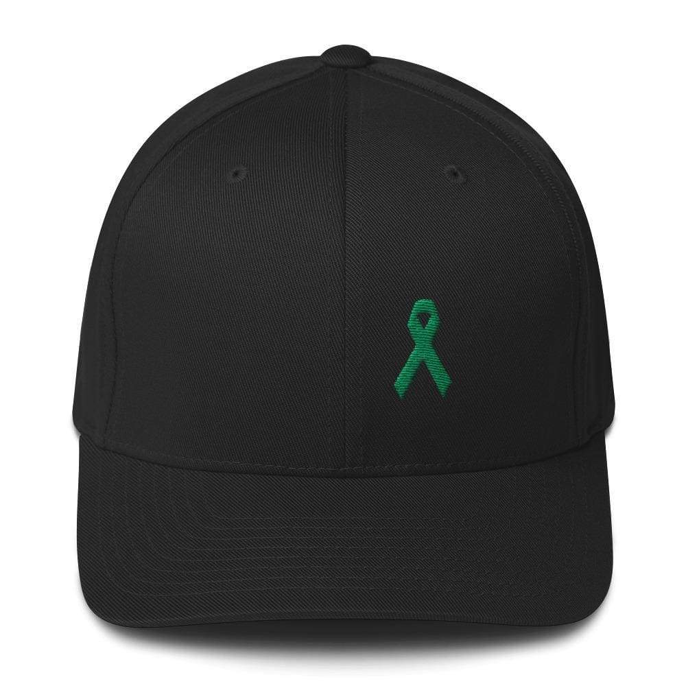 Gorra Ajustada de Sarga con Lazo Verde para el Cáncer de Vesícula Biliar y Hígado