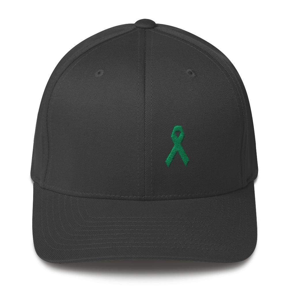Gorra Ajustada de Sarga con Lazo Verde para el Cáncer de Vesícula Biliar y Hígado