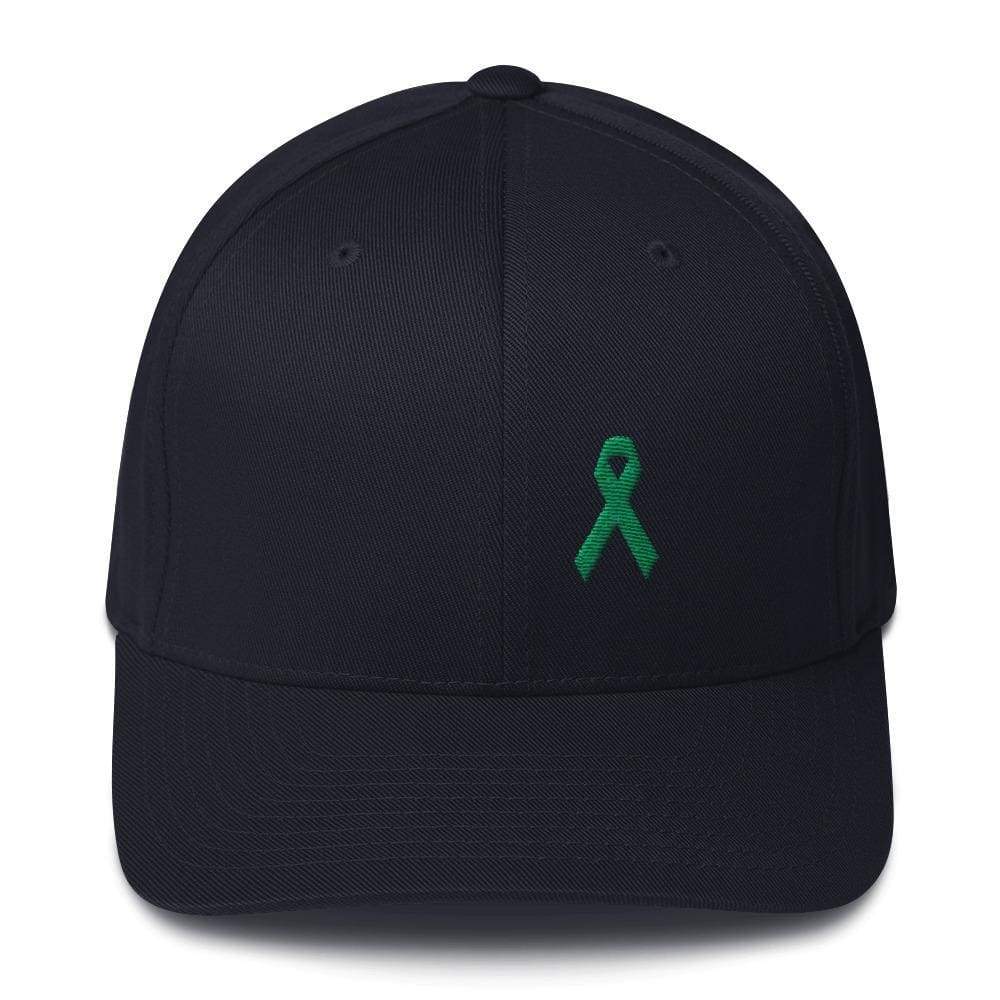 Gorra Ajustada de Sarga con Lazo Verde para el Cáncer de Vesícula Biliar y Hígado