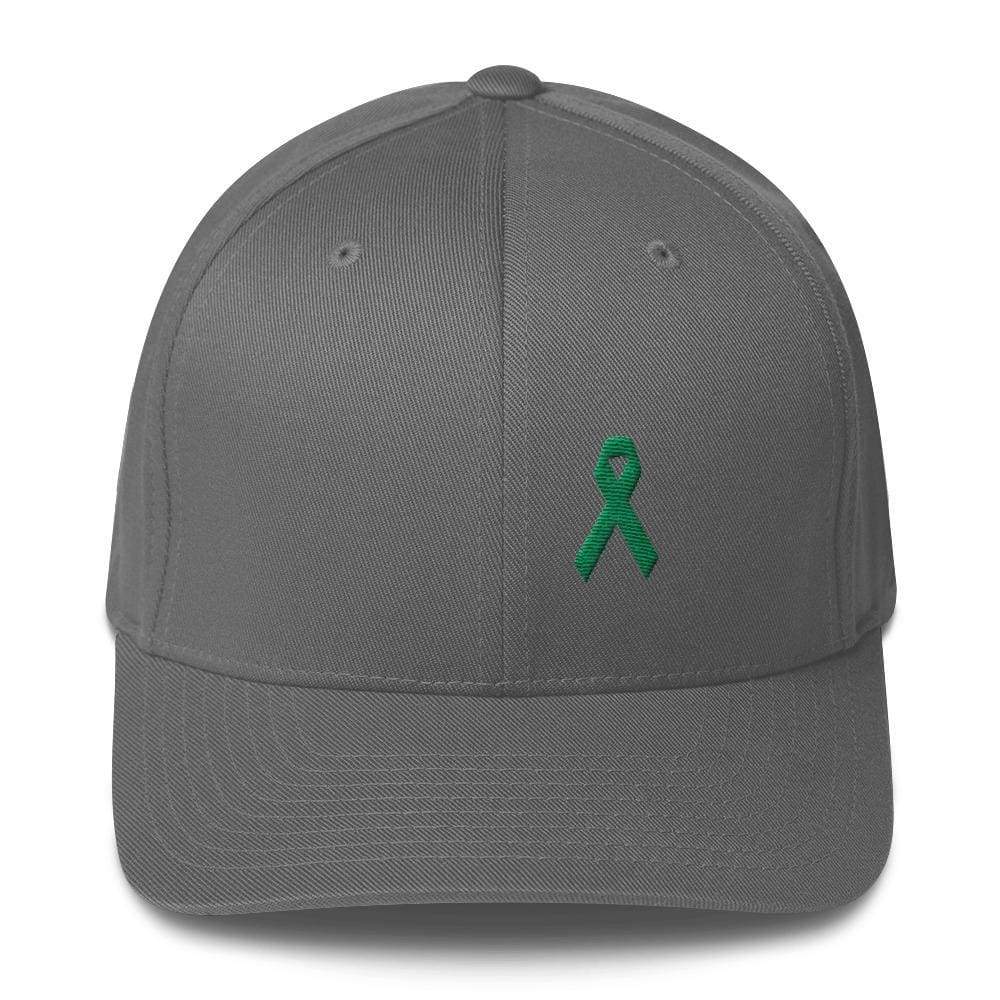 Gorra Ajustada de Sarga con Lazo Verde para el Cáncer de Vesícula Biliar y Hígado