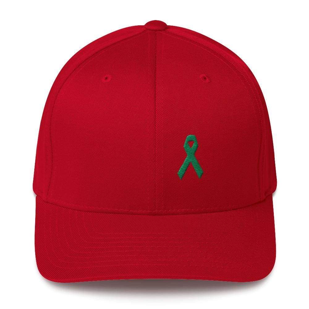 Gorra Ajustada de Sarga con Lazo Verde para el Cáncer de Vesícula Biliar y Hígado