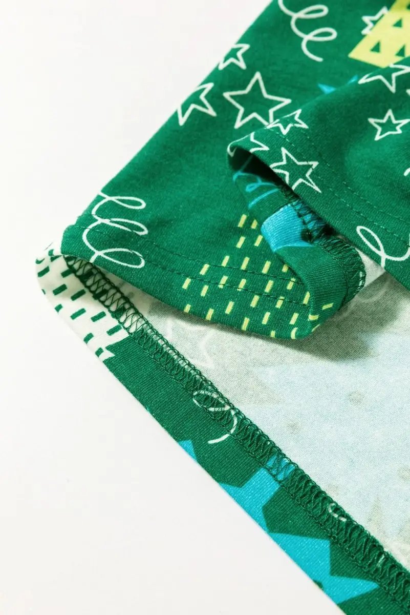 Pants Love Salve Green Christmas Print Women's Loungewear Set Comfy Pajama Set