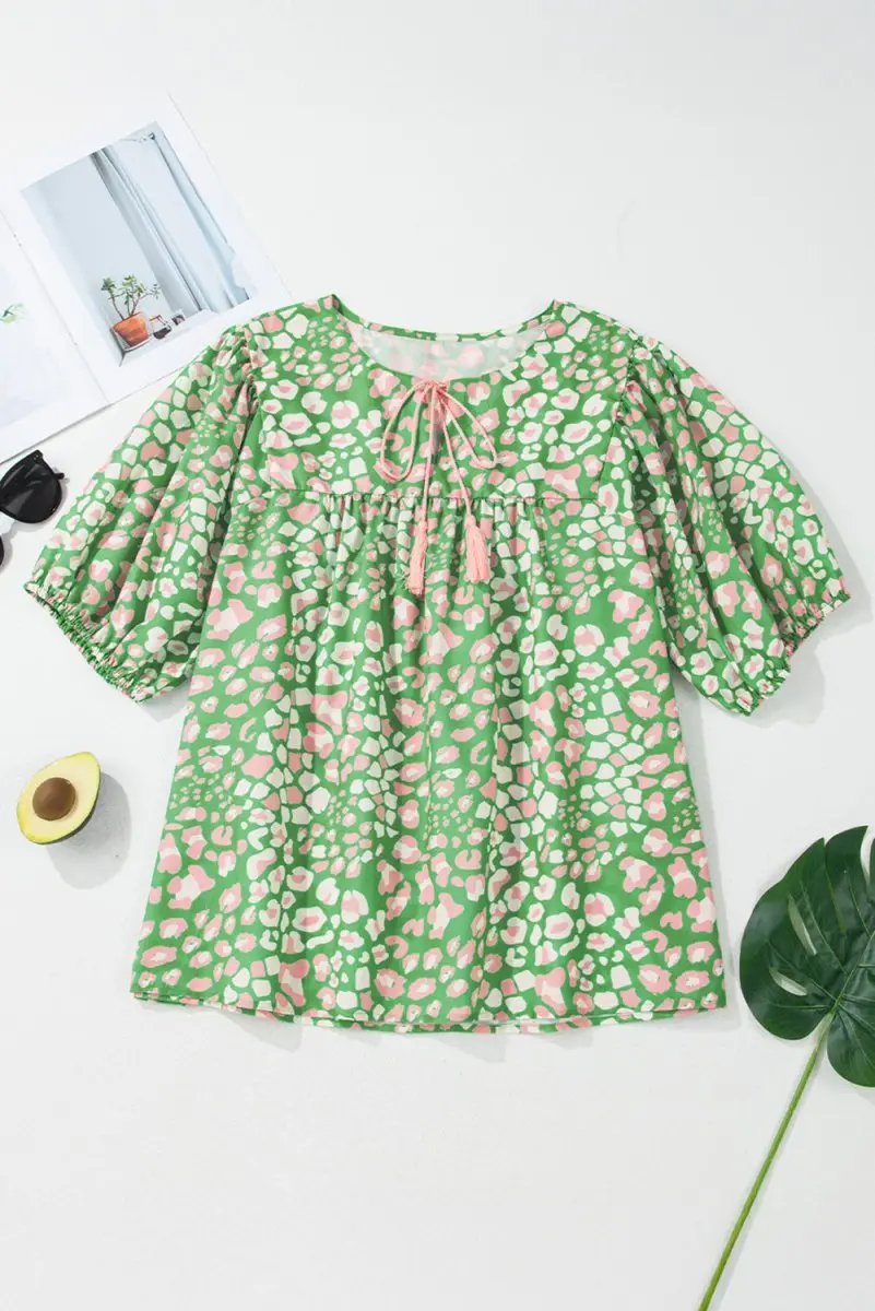 Love Salve Floral Blouse Puff Sleeves — Plus Size Summer Top