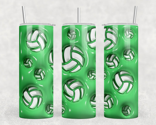 Green Volleyball|Skinny Tumbler|Optional Bluetooth Speaker| Speaker Color Varies by Rowdy Ridge Co