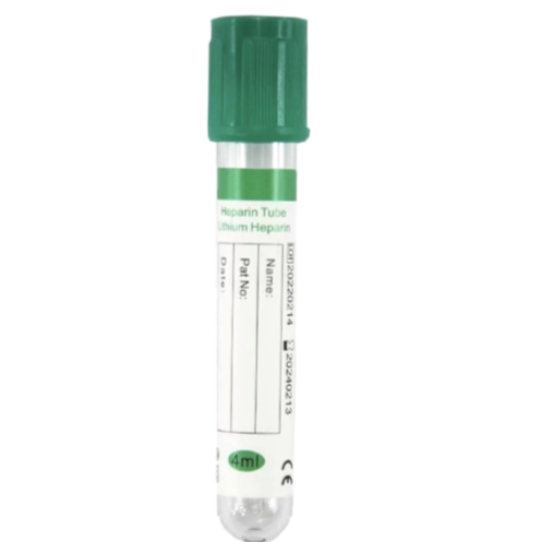 Tubo de Heparina de Litio, Tapa Verde, 13x75mm, 4ml, PET