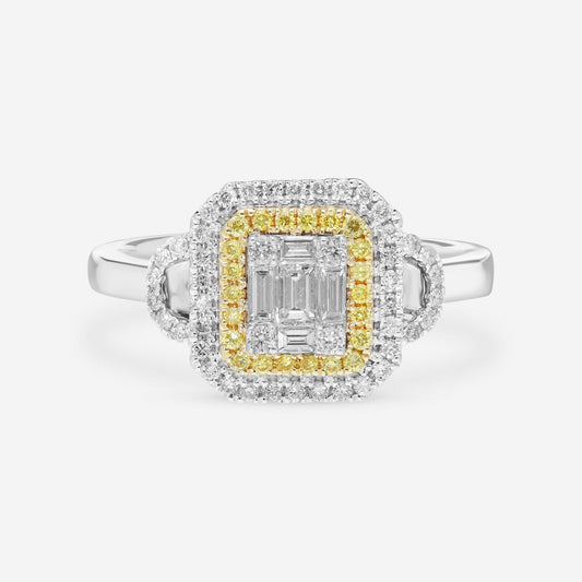 Anillo de compromiso Gregg Ruth de oro de 14 quilates, diamantes blancos de 0,45 ct. y diamante amarillo fantasía Talla 6.75 52881