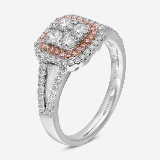 Anillo de compromiso Gregg Ruth de oro de 14K con diamantes blancos de 0,80 ct. peso total y diamantes rosas talla 6.75 45164
